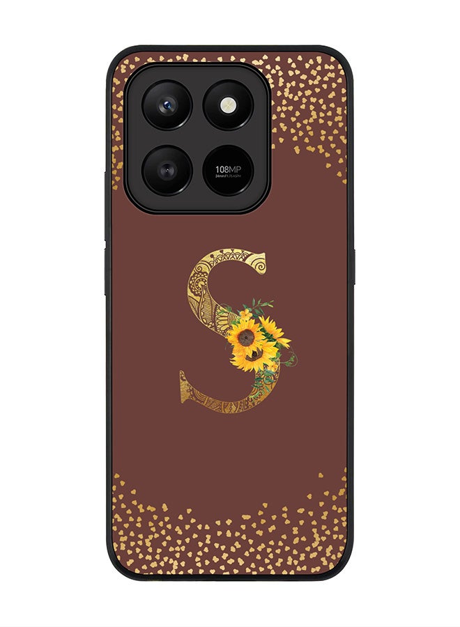 Stylizedd غطاء ذكي رفيع لهاتف Honor X7d 4G / X7d 5G / 400 - تصميم مخصص مزخرف بالأزهار - بني - Image 1